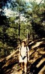 Sandra-Schmid-with-Dezi-hiking-Chinaman-Trail-in-Santa-Ritas-AZ-1994